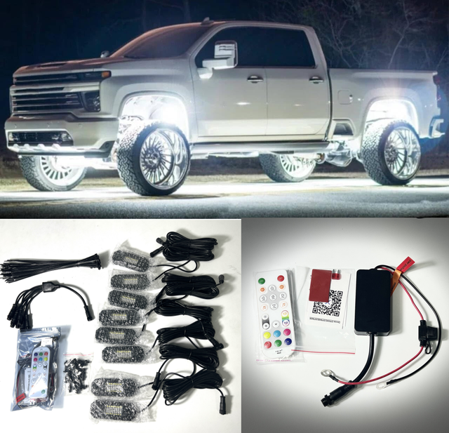 Misun RGBW 24V Rock Light LED Headlight for Truck Auto Bright 6000K Glass and Plastic Atmosphere Light Car Retrofit