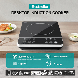 Bếp điện từ di động 2200W, 4 đèn LED xanh, 220V, một bếp điện, điều khiển cảm ứng, để bàn, dùng cho gia đình, căn hộ, khách sạn - Product Image 2