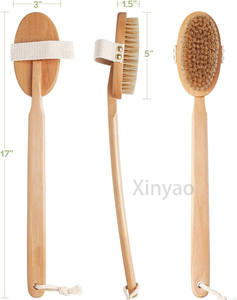 แปรงขัดผิวอาบน้ำแบบแห้งพร้อมขนแข็งเต่งตึงสำหรับเซลลูไลท์ด้ามจับยาวสามารถถอดออกได้สำหรับการอาบน้ำแบบเปียกและแห้งโลโก้ตามสั่ง - Product Image 2