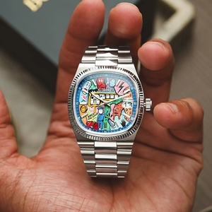 Reloj Analógico Cuadrado con Diseño Graffiti para Hombre, 40 mm, Cuarzo, Resistente al Agua 30 m, Correa de Aleación, Caja de Acrílico, Esfera con Indicadores de Moda - Product Image 1