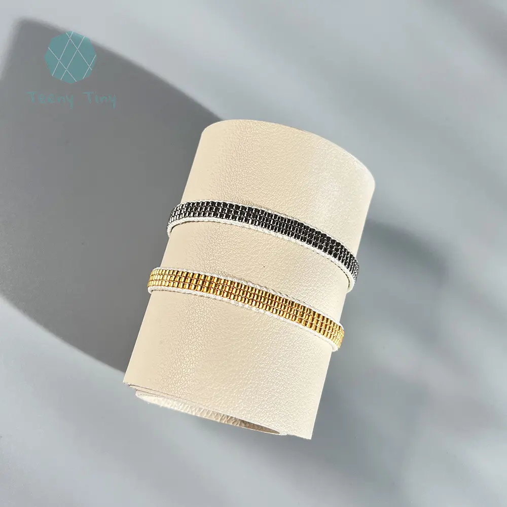 Teenytiny Premium Quality Gold Tiny Glass Bead Bracelets With Adjustable Sliding Knot