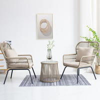Ensemble de jardin en rotin moderne avec 2 chaises et 1 table basse pour la vie en plein air, hôtel, parc, mobilier d'extérieur moderne, matériau métallique