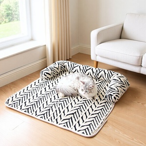 Pet Mat Rectangle 10cm Thick Polyester Fiber <b>Leaves</b> Pattern Non-Slip For Dogs Four Seasons Use - Product Image 1