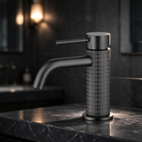 Robinet de lavabo en laiton PVD moleté, monocommande, eau chaude et froide, à poser sur le comptoir, pour lavabo sous plan de salle de bain, vente en gros