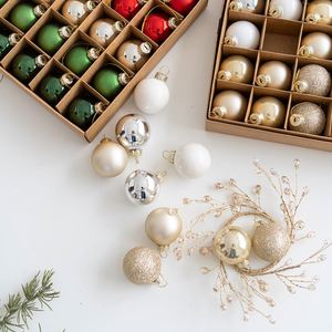 Ornements de Noël en verre de luxe, boules rondes suspendues modernes, sérigraphiées, fabriquées à la machine, ensemble de haute qualité dans une boîte - Product Image 1