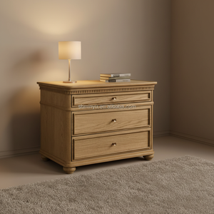 Mesita de Noche Moderna de Lujo MYHOME de Madera Maciza de Roble con 3 Cajones, Mueble de Almacenamiento Duradero Hecho a Mano para Dormitorio - Product Image 5