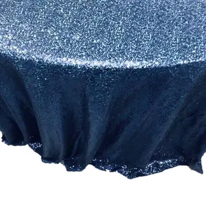 Navy Blue Sparkle Glitter Round Table Cover Sequin Tablecloth Overlay For Wedding Banquet Party