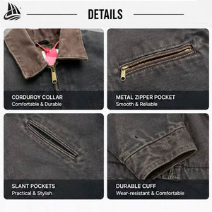 <span class=keywords><strong>Giacca</strong></span> da <span class=keywords><strong>Lavoro</strong></span> in Tela Pesante con Zip, Stile Streetwear Vintage Personalizzato, Taglie Grandi, per Uomo - Product Image 4
