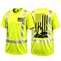 T-shirt de sécurité haute visibilité en polyester/coton pour hommes, manches courtes, vêtements de travail, t-shirt de travail haute visibilité pour les ouvriers du bâtiment