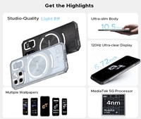Téléphone robuste DOOGEE Blade GT Ultra 5G, Dimensity 7300, 6,72 pouces, 16 Go + 512 Go, effet lumineux LED, ultra-fin, IP68, smartphone