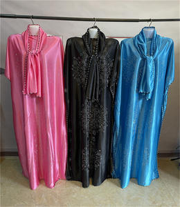 Kaftan africano tradicional para mujer, vestido Kanga de seda satinada Maxi Abaya de talla grande, ropa de fiesta informal para otoño, cintura Natural - Product Image 6