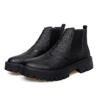 Bottes Chelsea Chimney pour homme en cuir véritable, style rétro, taille 38-45, embossées, à bout large, semelle épaisse, montantes, d'hiver, style western, semelle en caoutchouc