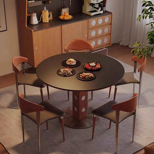 Table à manger rétro en bois massif et pierre frittée <span class=keywords><strong>Bauhaus</strong></span> de style nordique ancien pour ensembles de salle à manger - Product Image 6