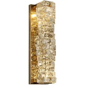 Luminária de parede cristal em ouro cromado, lâmpada de parede decorativa para villa, luminária de escada de luxo para sala de estar, para sofá e quarto