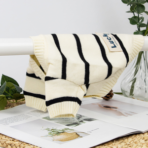 Suéter para Cães com Logo Personalizado, Ecológico, de Algodão Macio, Listrado, Casaco Elástico de Inverno para Cães Pequenos e Grandes, Respirável, em Poliéster - Product Image 3