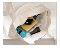Sac de shopping en toile de couleur unie, logo imprimé personnalisé, grande capacité, sac de shopping réutilisable avec poche