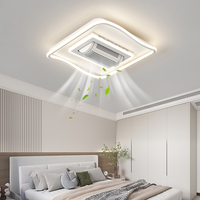 Ventilateur de plafond moderne en acrylique sans pales avec télécommande, lumière LED, moteur DC 6 vitesses, intensité variable et faible bruit pour salon
