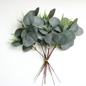 Vaso decorazioni da tavola finto corto dollaro d'argento rami di eucalipto foglie di eucalipto artificiali steli - Product Image 4