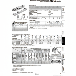 Catégorie de produit Cylindre sans tige pneumatique SMC MY1H25-400Z cylindres mécaniquement articulés - Product Image 1