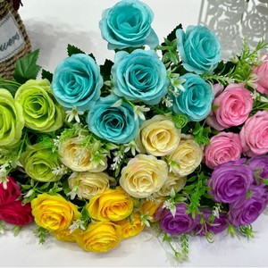 Lichao Artificial Roses <b>Silk</b> <b>Flowers</b> Realistic Wedding Home Decoration Props 6 Head Arrangement - Product Image 2