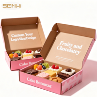 Boîte à pâtisserie rose recyclable avec laminage mat personnalisé, emballage de boulangerie en kraft, boîte pliable pour cupcakes, biscuits, mini-gâteaux, desserts, personnalisable