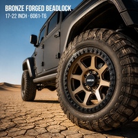 Jantes Beadlock Forgées Usinées en Bronze 17-22 Pouces 6061-T6, Jantes Tout-Terrain Simulées 6x5.5 8x170 pour Bronco Ram TRX F-150