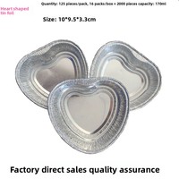 Conteneur jetable en aluminium en forme de cœur avec couvercle en plastique ABS, qualité alimentaire, capacité 100 ml/170 ml, pour barbecue et cuisson, personnalisable