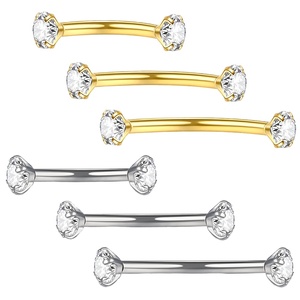 Lote de 10 unidades de Piercings Curvos de Plata Tibetana y Titanio para Mujer, con Gema de Cristal, para Ceja, Tragus, Helix, Rook y Oreja - Product Image 2