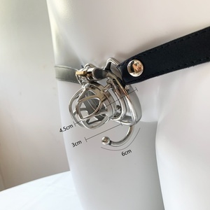 FRRK Wearable Curved <b>Ring</b> Chastity Cock Cage Stainless Steel Device with Black Belt for Men Adult <b>Couples</b> - Product Image 5