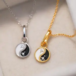 Fashion Trendy Tai Chi Bagua Necklace Stainless Steel Chinese Mystical Yin Yang Pendant Necklace Couple Ying And Yang Necklaces