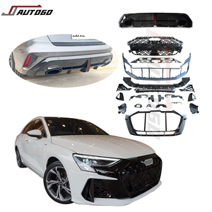 Kit de carrosserie de remplacement en PP ABS de nouvelle conception pour <span class=keywords><strong>Audi</strong></span> <span class=keywords><strong>A3</strong></span> 2021, mise à niveau vers 2025 Rs3, pare-chocs avant, diffuseur arrière, tuyau, feu stop - Product Image 1