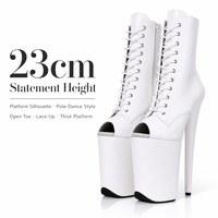 Chaussures de pole dance professionnelles en PU de 9 pouces, motif peau de serpent, bottes à lacets à bout ouvert, adaptées aux spectacles sur scène