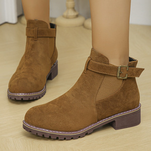 Bottines classiques grande taille pour femme, nouvelle collection automne-hiver 2025, talon épais, imperméables, respirantes, doublure en daim et maille, avec boucle - Product Image 1