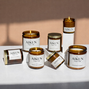 AIKUN ผู้ผลิตเทียนหอมพรีเมียมแบบแก้วฉลากส่วนตัว เทียนหอมสำหรับตกแต่งล็อบบี้โรงแรมและบ้าน - Product Image 3
