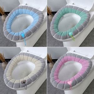 Funda universal para asiento de inodoro, suave y cálida para invierno, cojín de baño en forma de O con asa, accesorios de baño para mantener el calor en invierno - Product Image 2