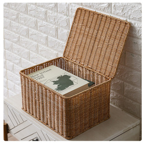 Clothing Organizer Woven Storage Box Rectangle Imitation Rattan Household Organizer Box Nordic Style Bedroom Storage - Product Image 2