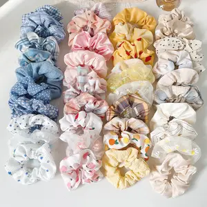 10pcs/set school style fashion oversized scrunchies girls grids cute elastic hair ties students hair rope
