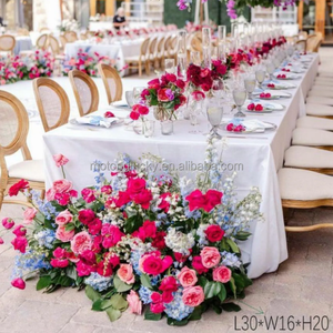 Rangée de fleurs pour allée de mariage, style <span class=keywords><strong>jardin</strong></span>, 60 cm, rose vif, bleu poussière, Hortensia et Rose à toucher réel, fleurs de sol roses - Product Image 2