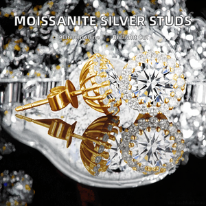 ต่างหูมอยส์ซาไนต์ทรงกลมเจียระไนแบบบริลเลียนท์ 1.2 กะรัต เกรด D VVS1  ชุบแพลตตินัม เงินแท้ 925  ได้รับการรับรองจาก GRA รุ่นคลาสสิก สำหรับ - Product Image 2