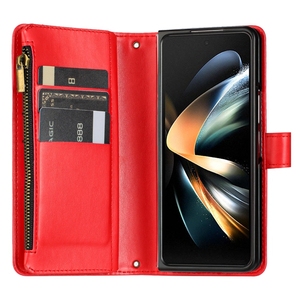 Étui en cuir à fente pour cartes multifonction à fermeture éclair pour <span class=keywords><strong>Samsung</strong></span> <span class=keywords><strong>Galaxy</strong></span> Z Fold <span class=keywords><strong>3</strong></span> 5G Z Fold 4 Wallet Phone Cover - Product Image 5