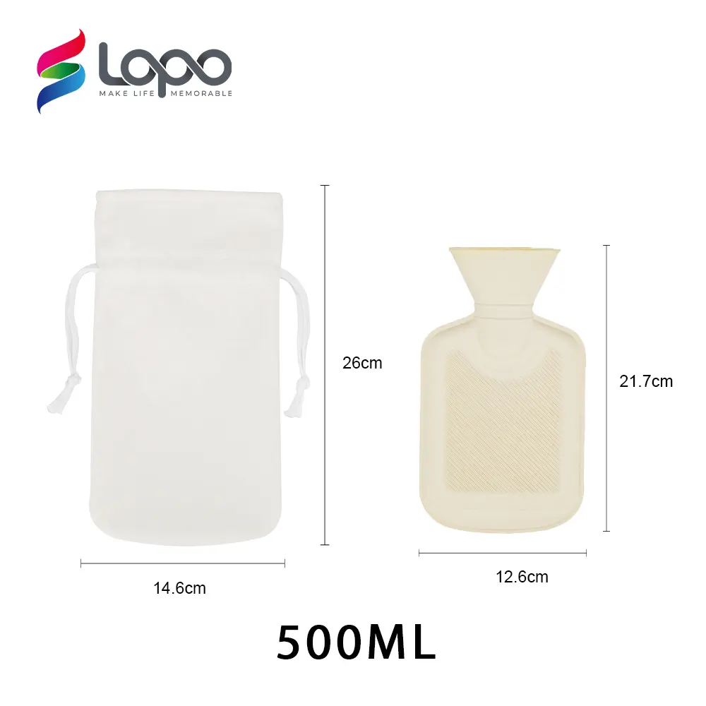 Sublimation Hot Water Bag Cover For 500Ml Rubber Hot Water Bottle