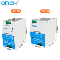 OMCH NDR Series Din-Rail SMPS 75W-480W 12V 24V 36V 48V AC DC Alimentation à découpage industrielle personnalisable