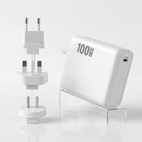 Chargeur rapide 100W GaN PD 100W pour ordinateur portable, téléphone, tablette, chargeur mural USB-C avec prises interchangeables EU US UK AU pour iPhone