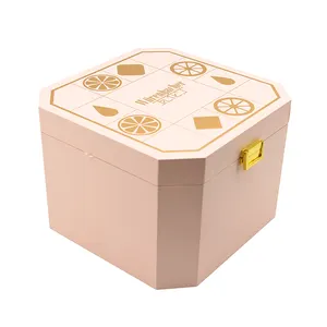 Boîte de papier de soins de la peau à deux étages avec impression de logo personnalisé haut de gamme boîte d'emballage vide cadeau de maquillage cosmétique décorative avec serrure