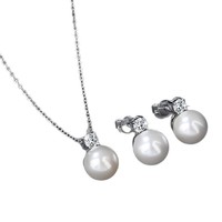 S925 Silber Moissanit Perlen Schmuckset, Luxuriöses Nischen-Moissanit Halskette und Ohrringe, Damen Hochzeits- und Partyschmuck