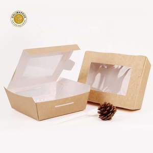 2000ml Usa E Getta <span class=keywords><strong>marrone</strong></span> kraft di <span class=keywords><strong>carta</strong></span> per alimenti pacchetto togliere scatole veloce insalata di contenitori per alimenti con finestra trasparente - Product Image 5