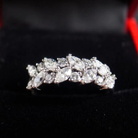Marquise CZ Buğday Başaklı Küme Yüzük, Kadınlar için, 5mm, Beyaz Altın Kaplama Pirinç Zeytin Dalı Figürlü Yüzük