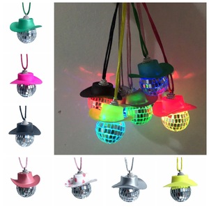 <b>Mini</b> Car Carrying <b>Disco</b> <b>Disco</b> Necklace Pendant Glass Mirror <b>Ball</b> Cowboy Hat Party Decorations - Product Image 2