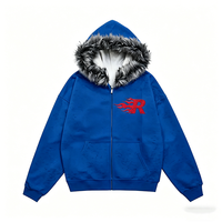 Sweat à capuche surdimensionné de haute qualité pour hommes Logo personnalisé surdimensionné avec une veste à capuche bordée de fourrure