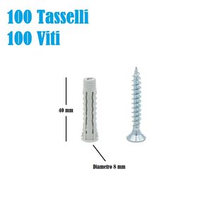 Set di Viti e Tasselli: 100 Tasselli in Nylon, 100 Viti in Acciaio 8x40 mm, Universali per Cartongesso e Legno - Product Image 3